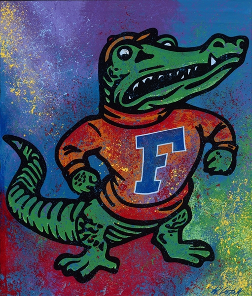 Florida Gators Mascot Logo Lithograph Hand Signed by Artist Bill Lopa NO RESERVE