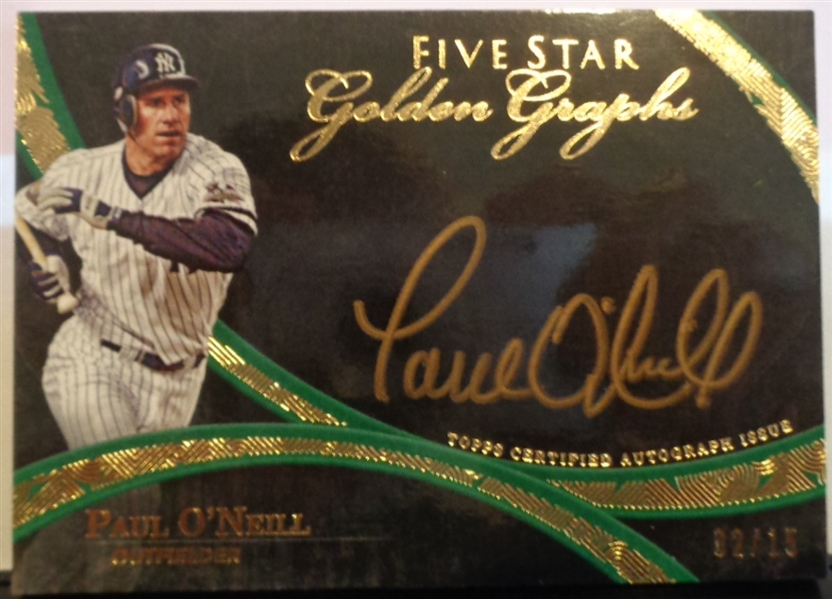 Paul ONeil Yankees 2014 Topps Five Star Golden Autographs ~ Signature on Card /15 No Reserve