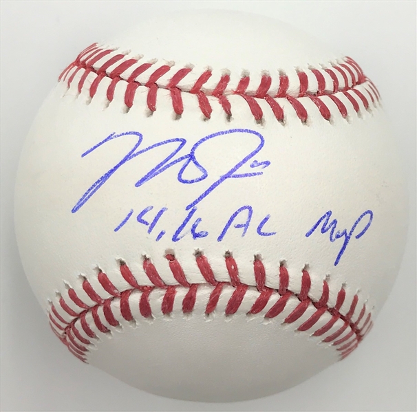 Mike Trout Angels Autographed "14, 16 AL MVP" Inscription OML Baseball MLB CERTIFIED