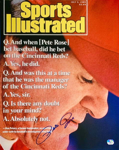 Pete Rose Reds Signed 16x20 Historic Sports Illustrated Cover Photo Fanatics Authenticated NO Reserve