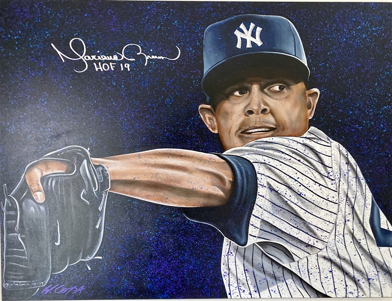 UNANIMOUS Mariano Rivera Original Art Hand Signed With HOF 19 Insc.
