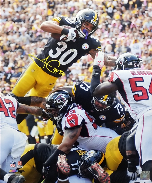 James Conner Signed Pittsburgh Steelers Scoring Touchdown Action 16x20 Photo