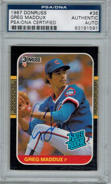 Greg Maddux Signed 1987 Donruss Cubs Rookie Card #36 - PSA/DNA