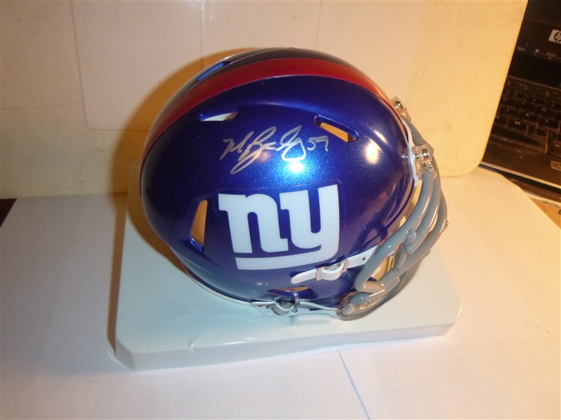 New York Giants Michael Boley Signed Mini Helmet - MAB Hologram