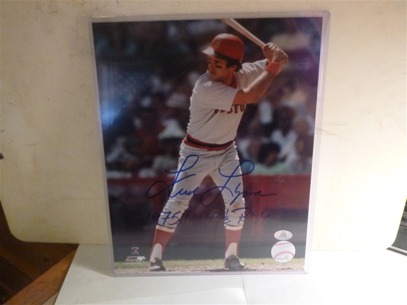 Boston Red Sox Fred Lynn Signed 8x10 Photo 1975 MVP & ROY Inscriptions - Wish You Were Here Hologram