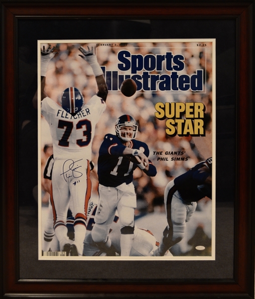 New York Giants Phil Simms Signed 16x20 SI Photo Framed
