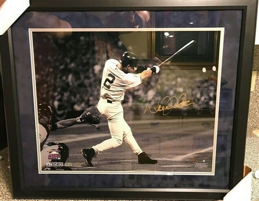 Derek Jeter signed in GOLD ink pen Framed 2000 16x20 AS Game photo #/50 Steiner