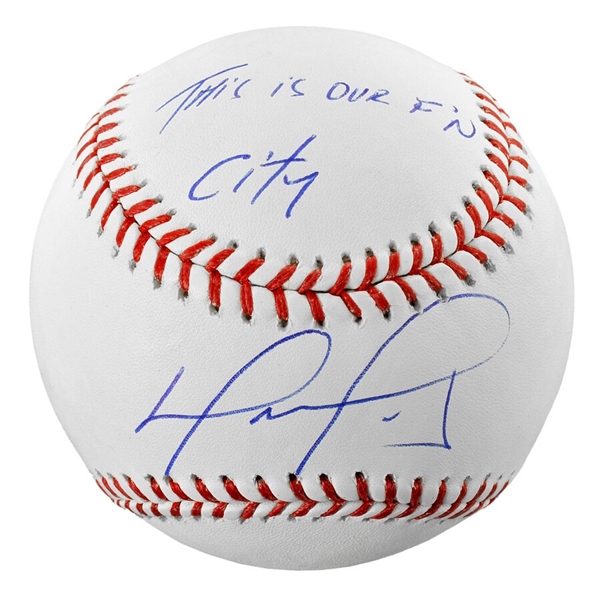 David Ortiz Boston Red Sox Autographed Baseball with "This Is Our FN City" Inscription