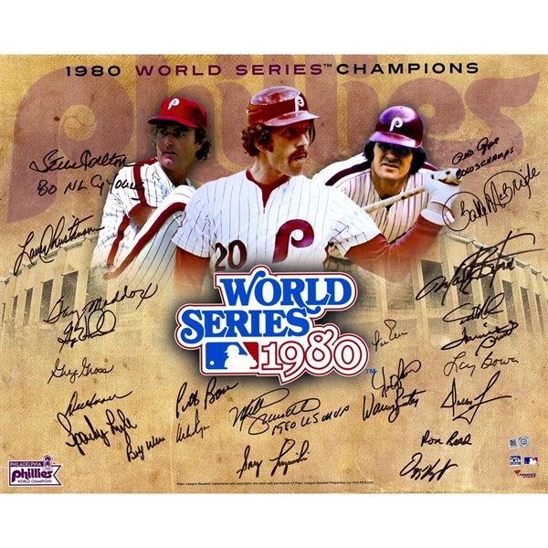1980 Philadelphia Phillies Autographed 16" x 20" World Series Collage Photograph with 24 Signatures and Multiple Inscriptions