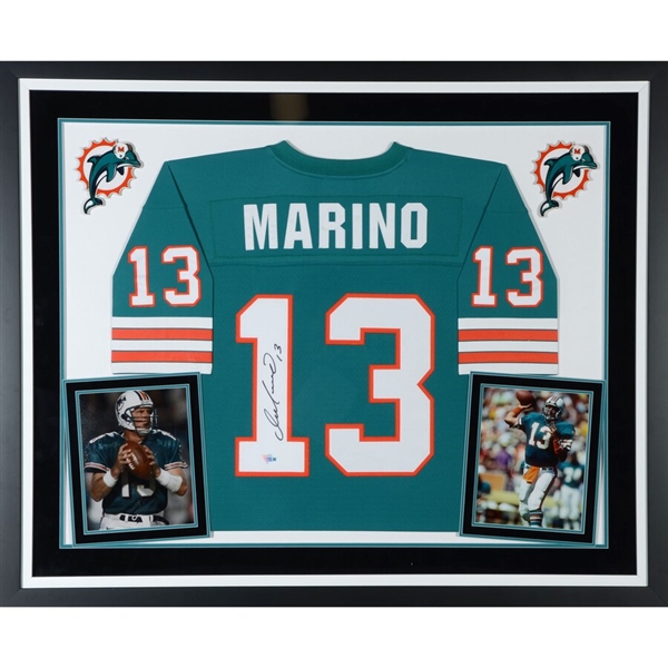 Dan Marino Miami Dolphins Deluxe Framed Autographed Mitchell & Ness Teal Replica Jersey