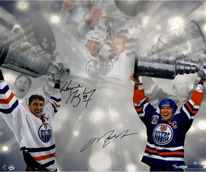Wayne Gretzky & Mark Messier Dual Signed Stanley Cup 16x24 Photo LE/99 (UDA)