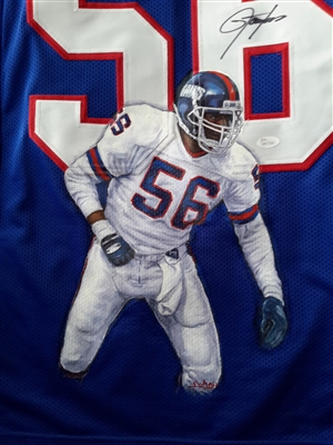 NY GIANT LAWRENCE TAYLOR HAND SIGNED & PAINTED JERSEY BY WORLD RENOWNED ARTIST DOO S. OH.