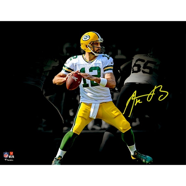 Aaron Rodgers Green Bay Packers Autographed 11" x 14" Passing Spotlight Photograph