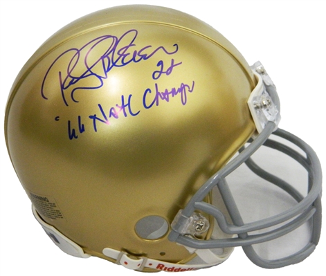 Rocky Bleier Signed Notre Dame Riddell Mini Helmet w/66 Natl Champs