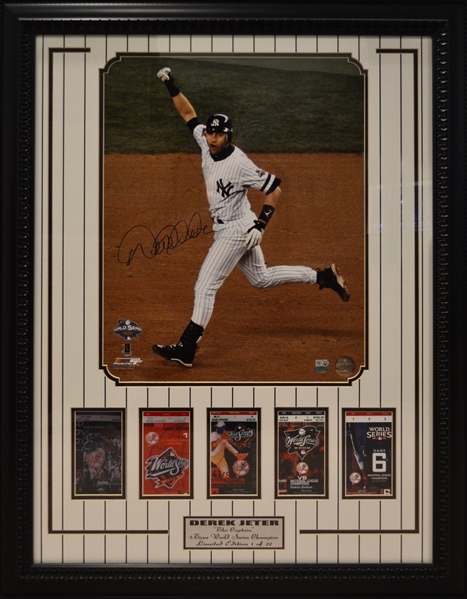 Yankees Captain Derek Jeter Signed Collage With 5 World Series Tickets to Benefit JAR of Hope 