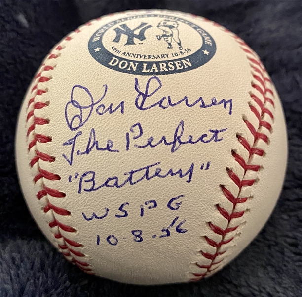 New York Yankees The Perfect Battery Baseball Signed By Don Larsen & Yogi Berra With Inscriptions The Perfect Battery WS PG 10-8-56 Limited Edition of 1956