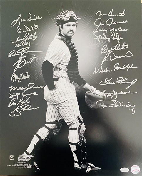 New York Yankees 16x20 Of Thurman Munson Signed By His Teammates