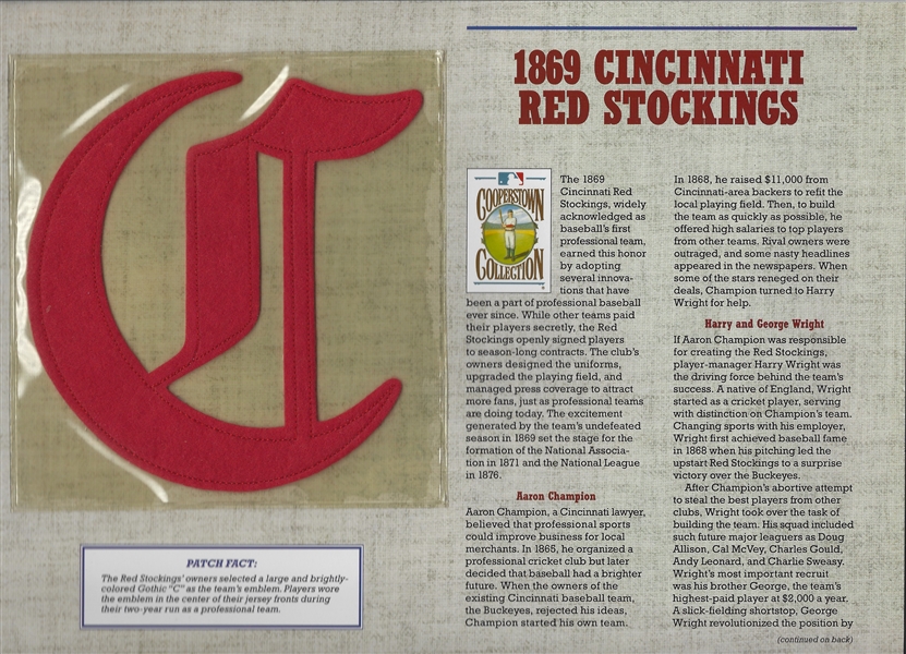 Vintage 1869 Cincinnati Red Stockings Patch 