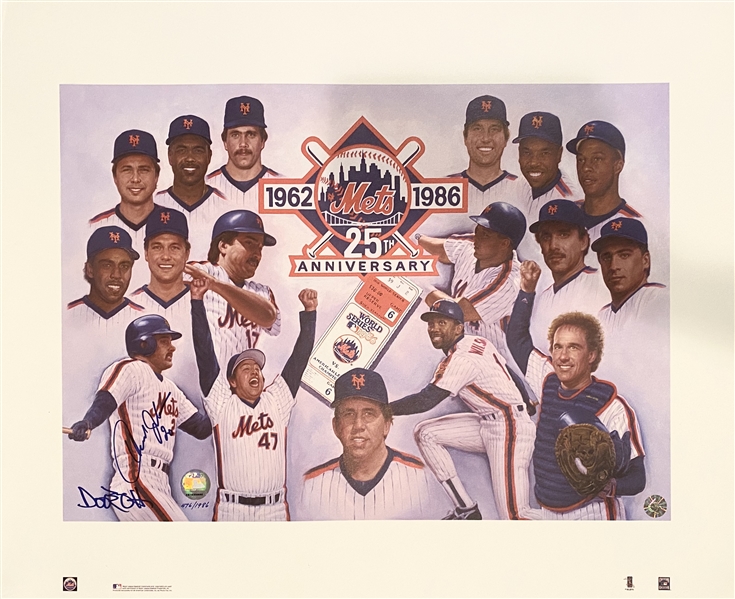 New York Mets Lithograph Unsigned 25th Anniversary 1986 - Great Item To Get Signed 
