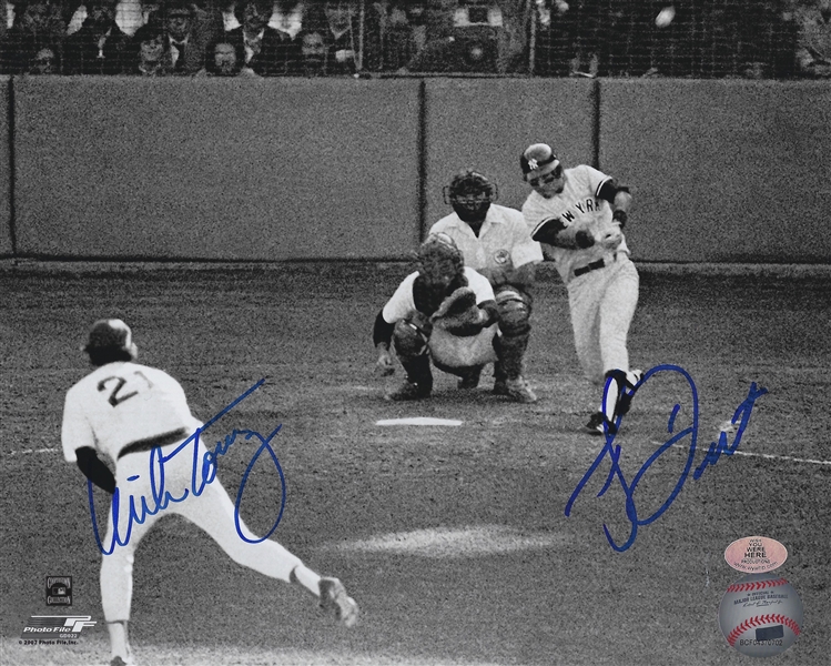 New York Yankees Bucky Dent & Mike Torrez Dual Signed B/W 8x10 Famous Homerun Photo 