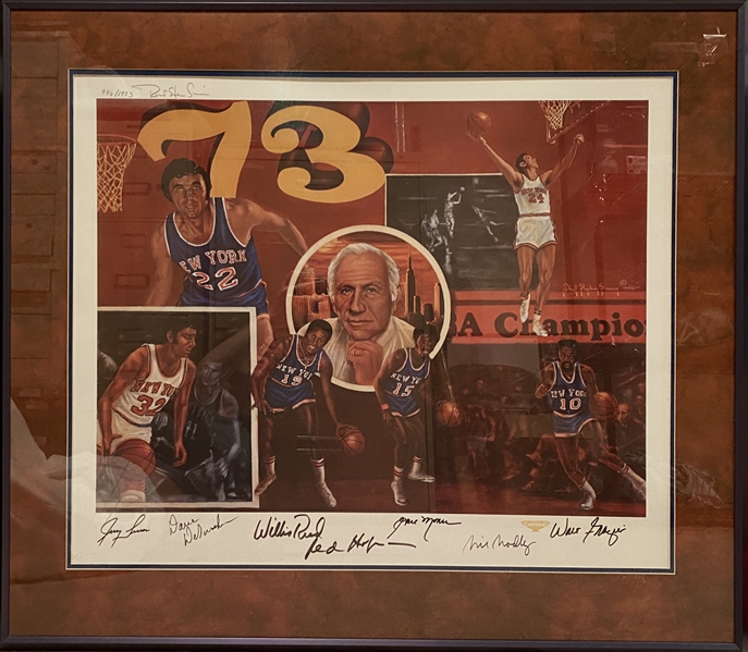 1973 New York Knicks Signed Autographed Lithograph Limited Edition 996/1973 Framed
