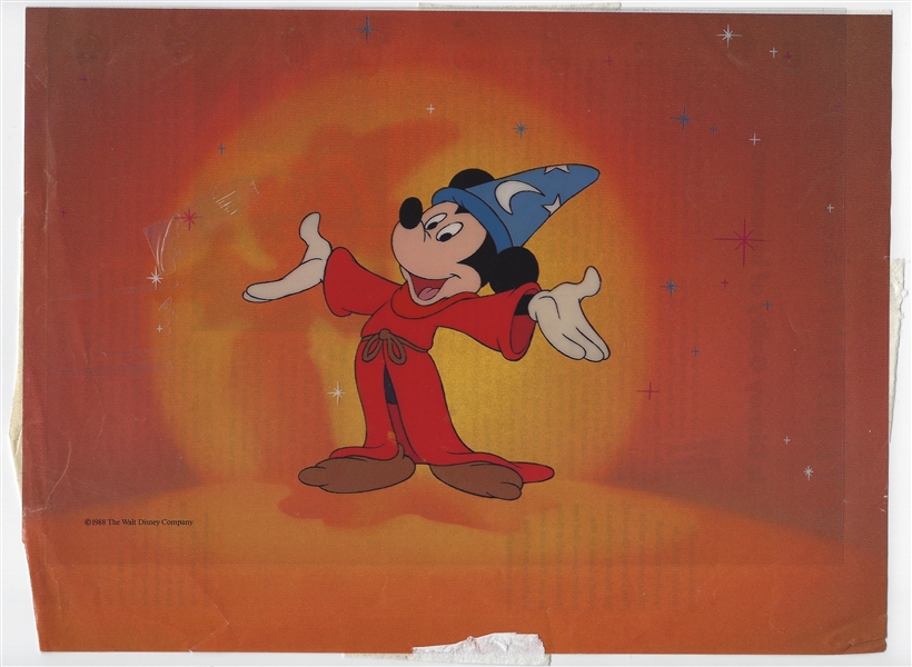  DISNEY Mickey Mouse SORCERER FANTASIA 1988 Sericel Animation Art Cel