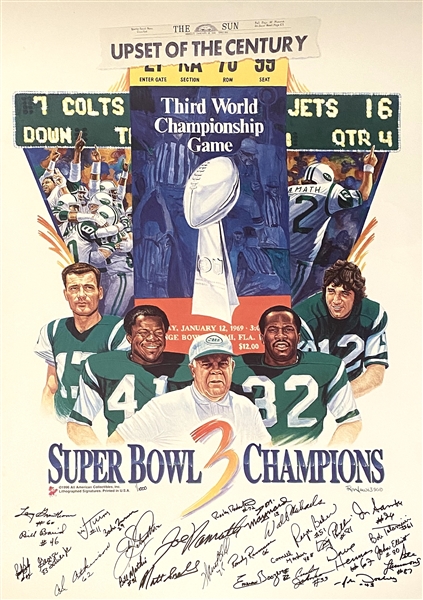 New York Jets Upset Of The Century Reprint Lithograph Facsimile Signatures By artist Ron Lewis