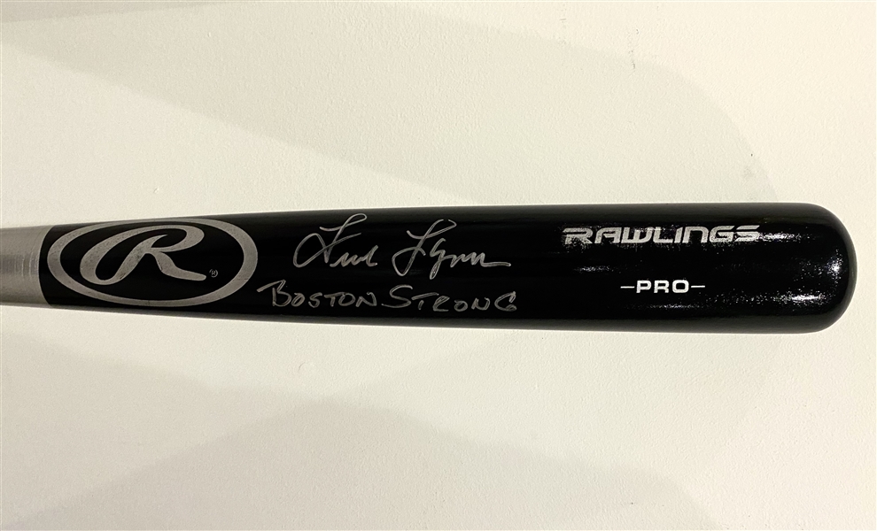 Boston Redsox Fred Lynn Signed Black Pro Bat With Inscription Boston Strong