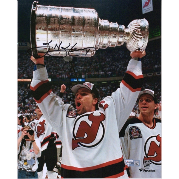Autographed New Jersey Devils Scott Stevens 8" x 10" Raising Cup Photograph