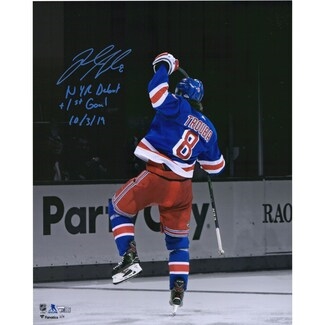 Autographed New York Rangers Jacob Trouba 16" x 20" Goal Celebration Photograph with Multiple Inscriptions - Limited Edition of 19