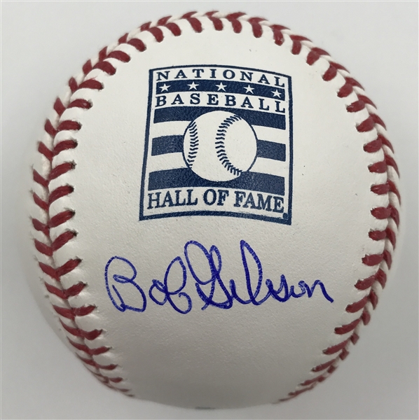 St.Louis Cardinals Bob Gibson Autographed Hall of Fame Logo Baseball