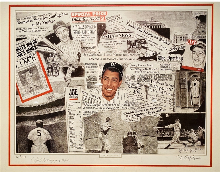 NY YANKEE Joe DiMaggio SIGNED Fine Art Lithograph Sold Out Limited Edition.