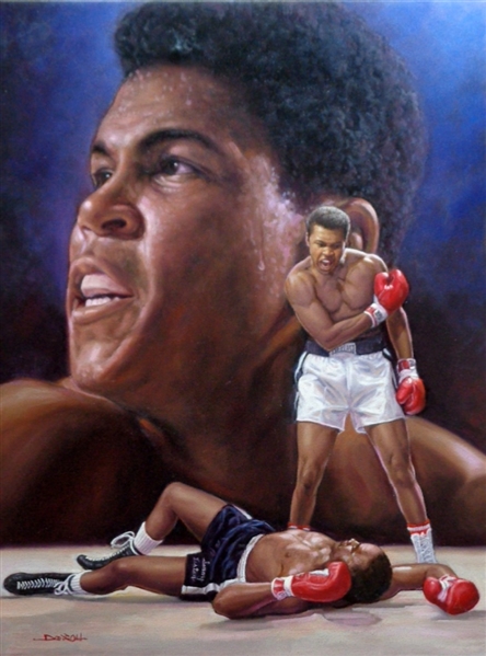 MUHAMMAD ALI ORIGINAL PAINTING ON CANVAS SIGNED BY ARTIST DOO S. OH
