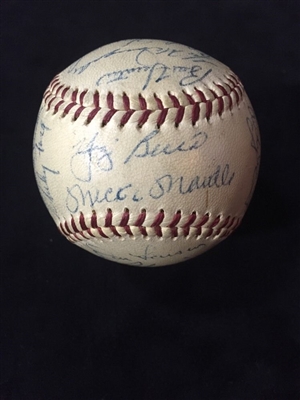1956 Yankees Team Signed World Series Baseball with Mickey Mantle JSA/COA