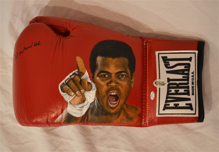 Muhammad Ali Signed Hand Painted Boxing Glove.