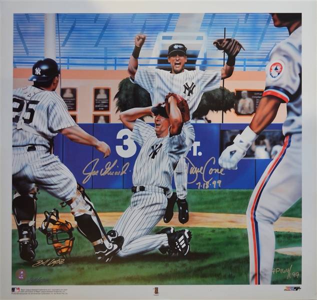 New York Yankees Lithograph "Perfection" Signed By David Cone & Joe Girardi By Artist Bill Lopa 