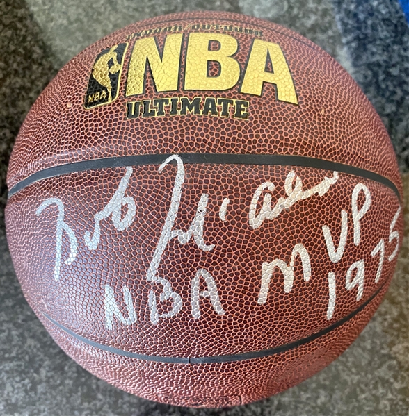 LA Lakers Bob McAdoo Signed NBA Basketball With NBA MVP 1975 Inscription