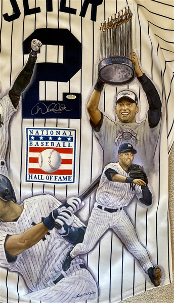 DEREK JETER CAREER Signed Jersey Hand Painted by Artist Doo S. Oh