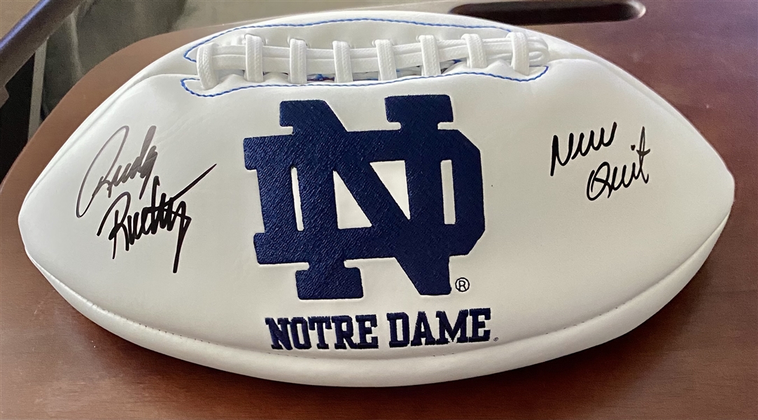 Notre Dame Rudy Ruettiger Signed Logo Football With The Inscription Never Quit