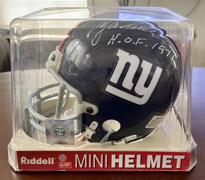 New York Giants YA Tittle Signed Mini Helmet With HOF 1971 Inscription 