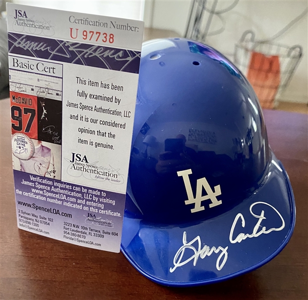 LA Dodgers Gary Carter Signed Blue Mini Helmet