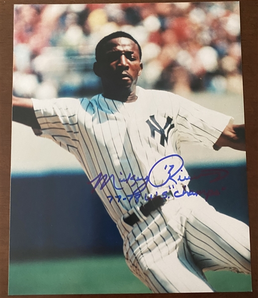 New York Yankees Mickey Rivers Signed 8x10 Sliding Photo