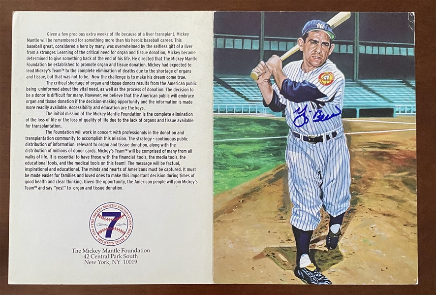 New York Yankees Yogi Berra Signed Invitation To The Mickey Mantle Foundation Event