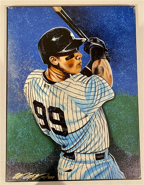 New York Yankees Aaron Judge Giclee On Canvas #11/200 Hand Signed By The Artist Bill Lopa (15"x20")