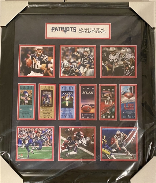 New England Patriots Unsigned Super Bowl Collage Framed