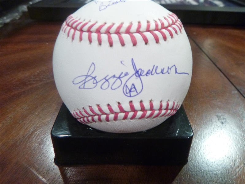 NY Yankees Reggie Jackson Signed Baseball Personalized To Larry Best Wishes