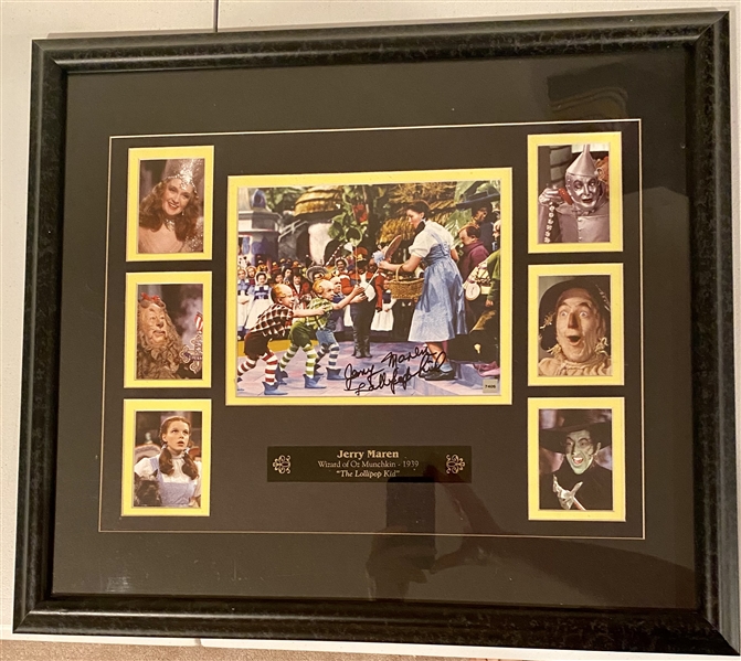 The Wizard Of Oz Lithograph Of Movie Poster Signed By Munchkins Jerry Marin Framed
