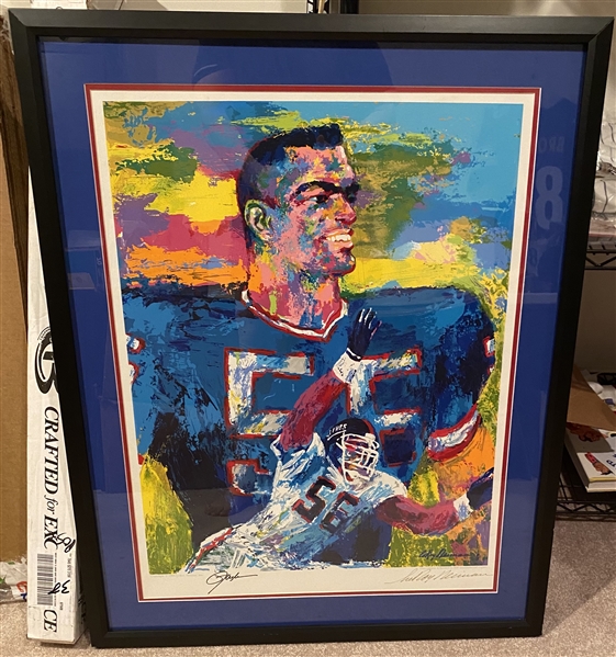 "LAWRENCE TAYLOR" FINE ART SERIGRAPH SIGNED BY LAWRENCE TAYLOR & LEROY NEIMAN LIMITED EDITION OF 608 FRAMED 
