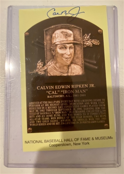 Baltimore Orioles Cal Ripken Jr. Signed Plaque Card 
