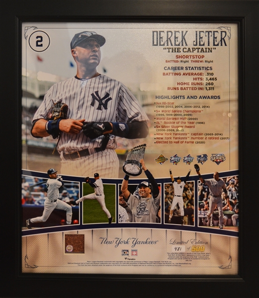 New York Yankees "The Captain" Derek Jeter Unsigned Limited Edition Dirt Collage Framed